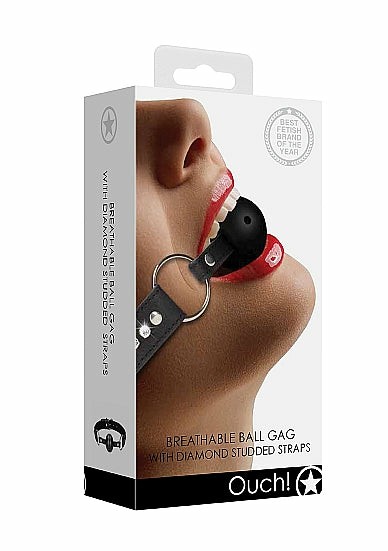 Diamond Stud Breathable Ball Gag Blk  |  Fetish